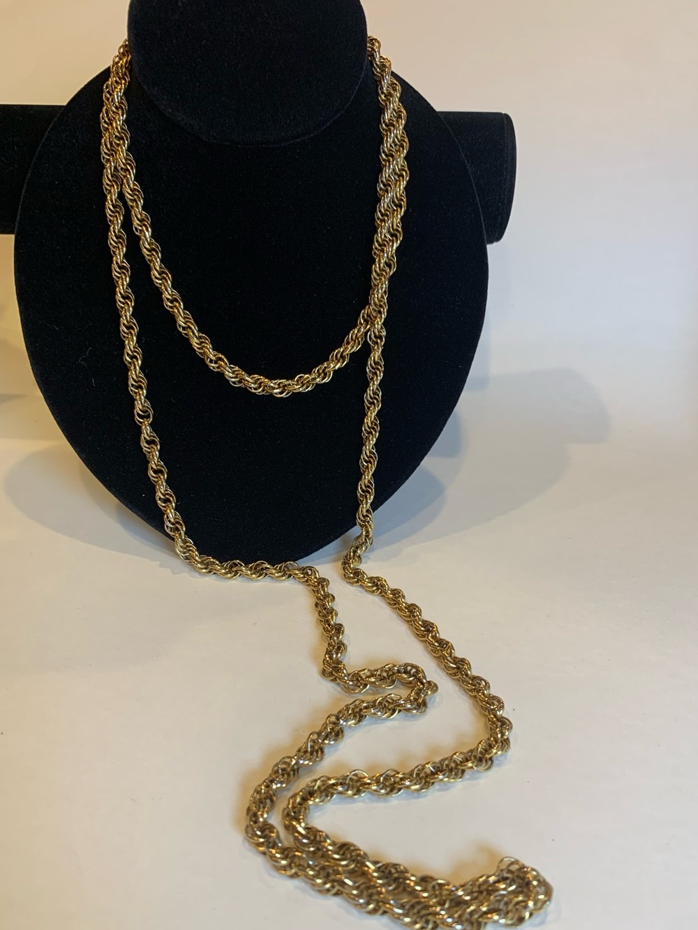 Vintage Monet Gold Tone Double Rope Chain Necklace 26”